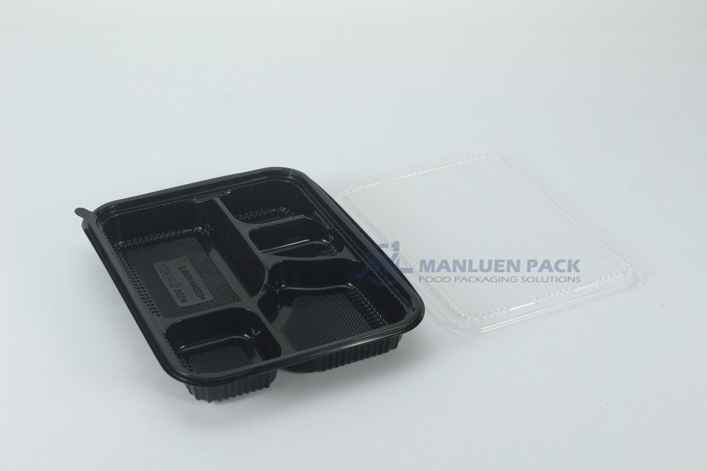WL-556 Wholesale Bento Box Supply | Manluen Pack WL-556 large black multi compartment bento box for wholesale food packaging