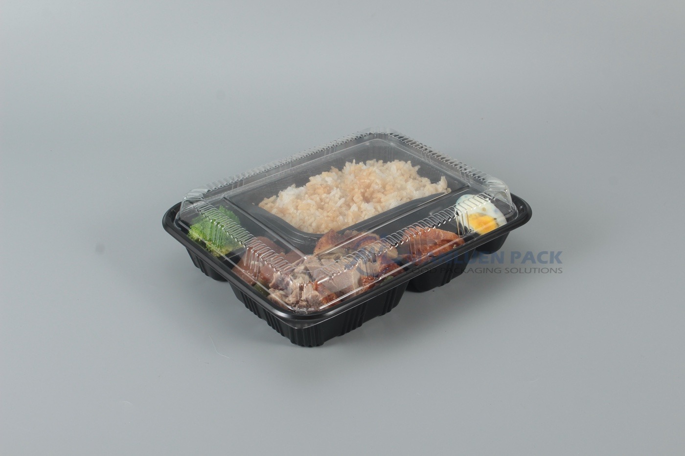 8305 Covered Three Compartment Meat And Rice Tray