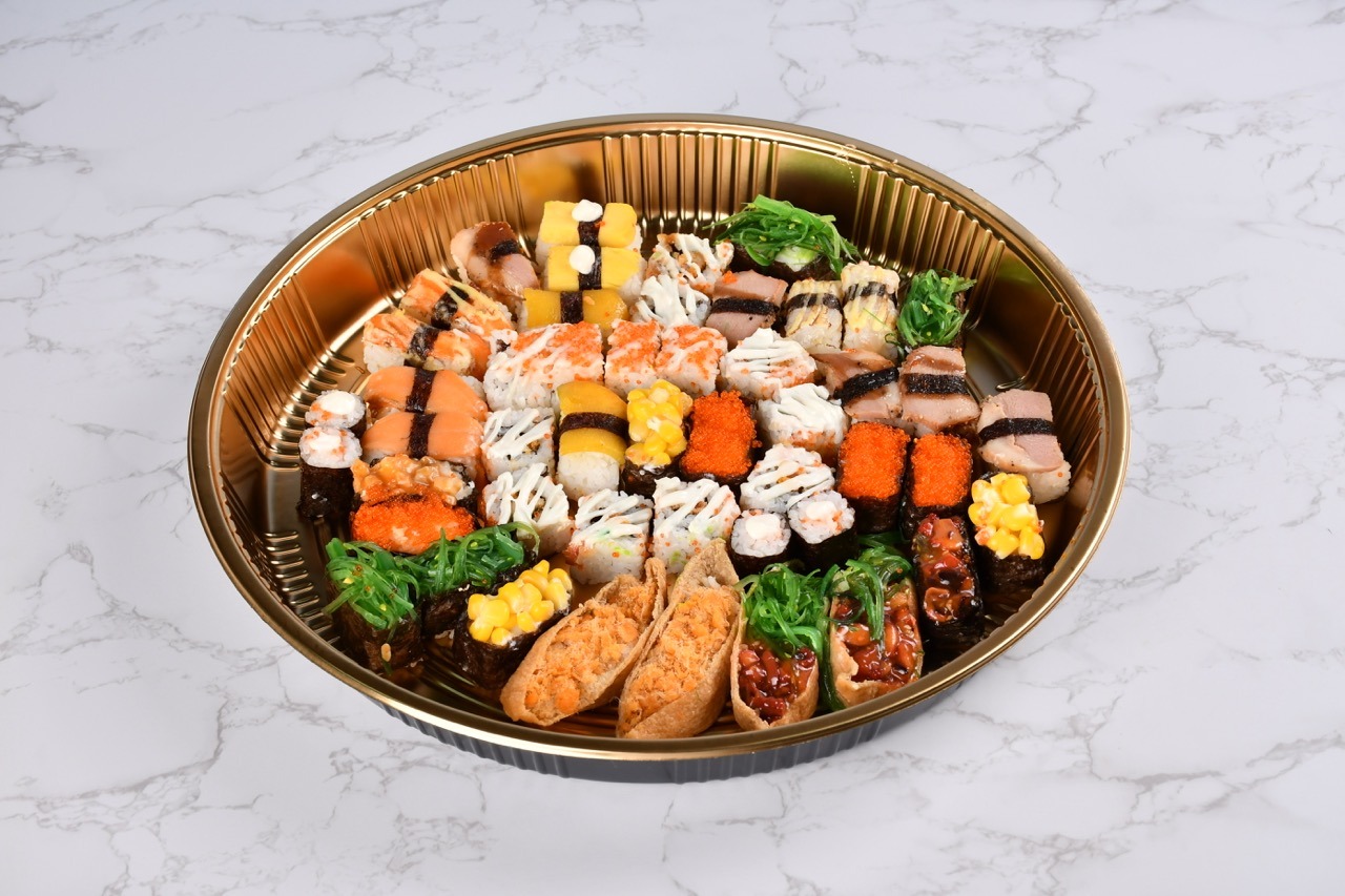 Large Gold Sushi Serving Tray For Food Packaging | Manluen Pack