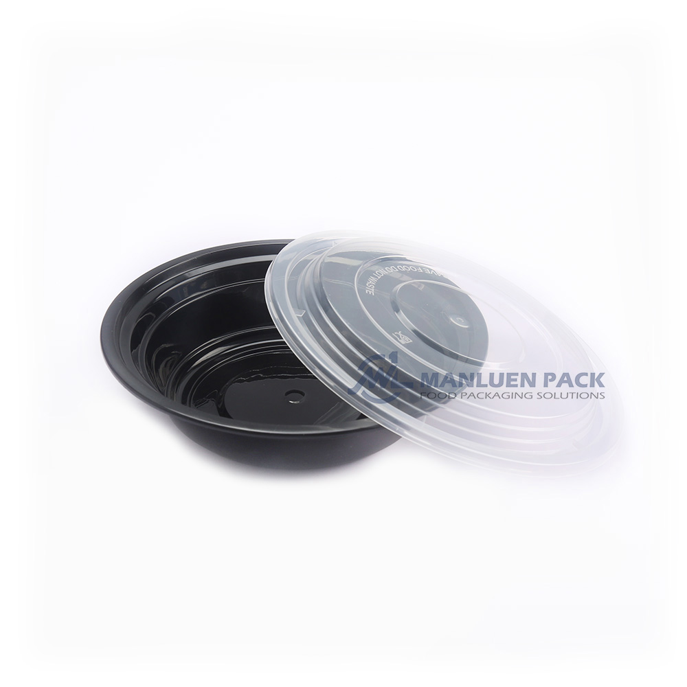 Wl 718 Manluen Reusable Black Bowl Round Plastic Container