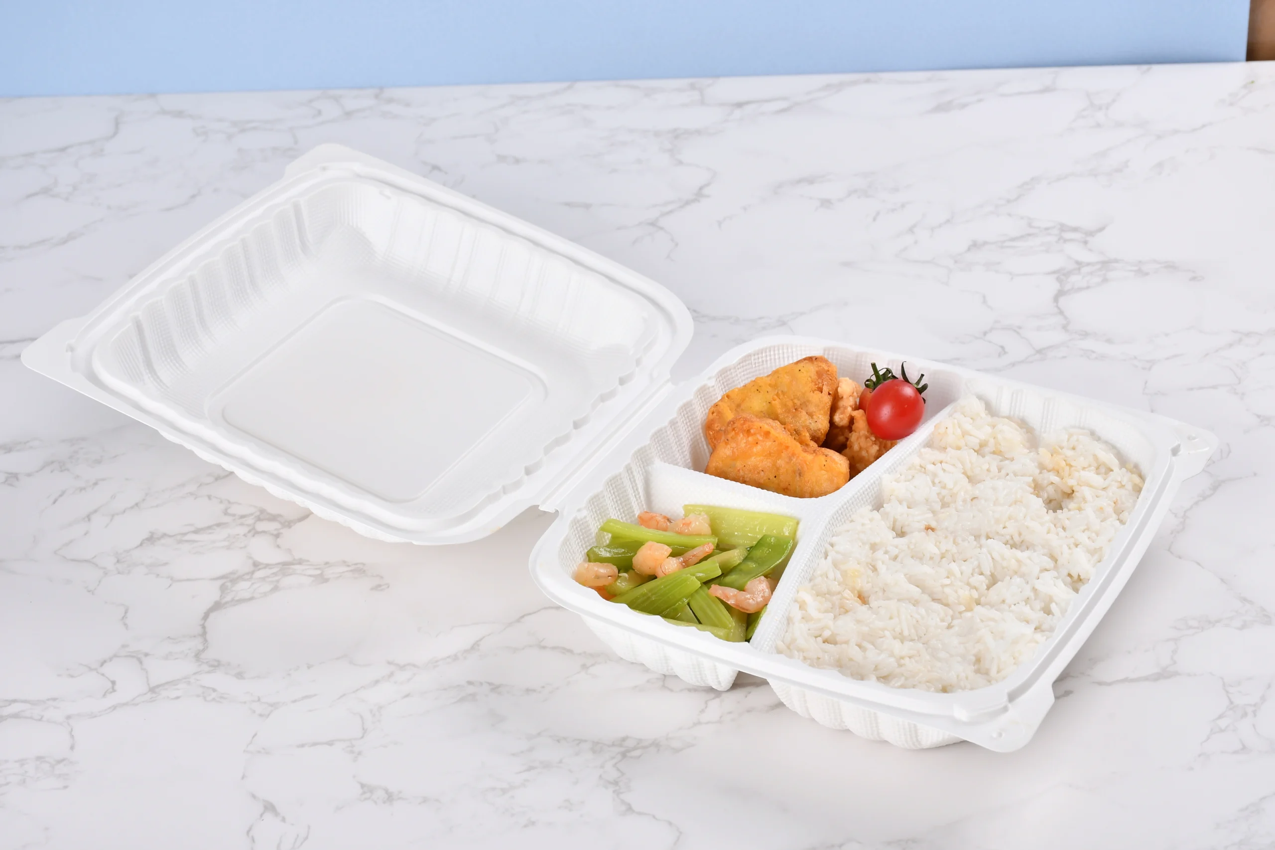 Wl P93 Manluen 3 Compartment To Go Clamshell Containers