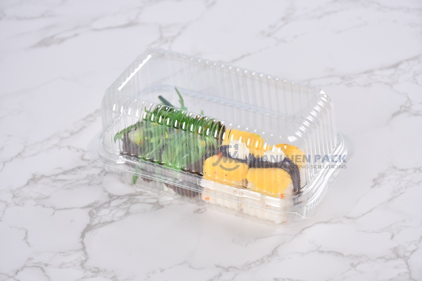 Cm001 Clear Clamshell Container With Sushi Rolls