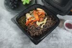 P81 Black Open Noodle And Chicken Clamshell Top View
