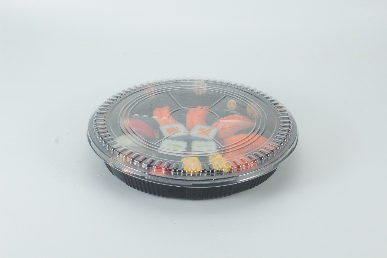Wl 63 Sakura Round Sushi Tray With Clear Lid Food Packaging