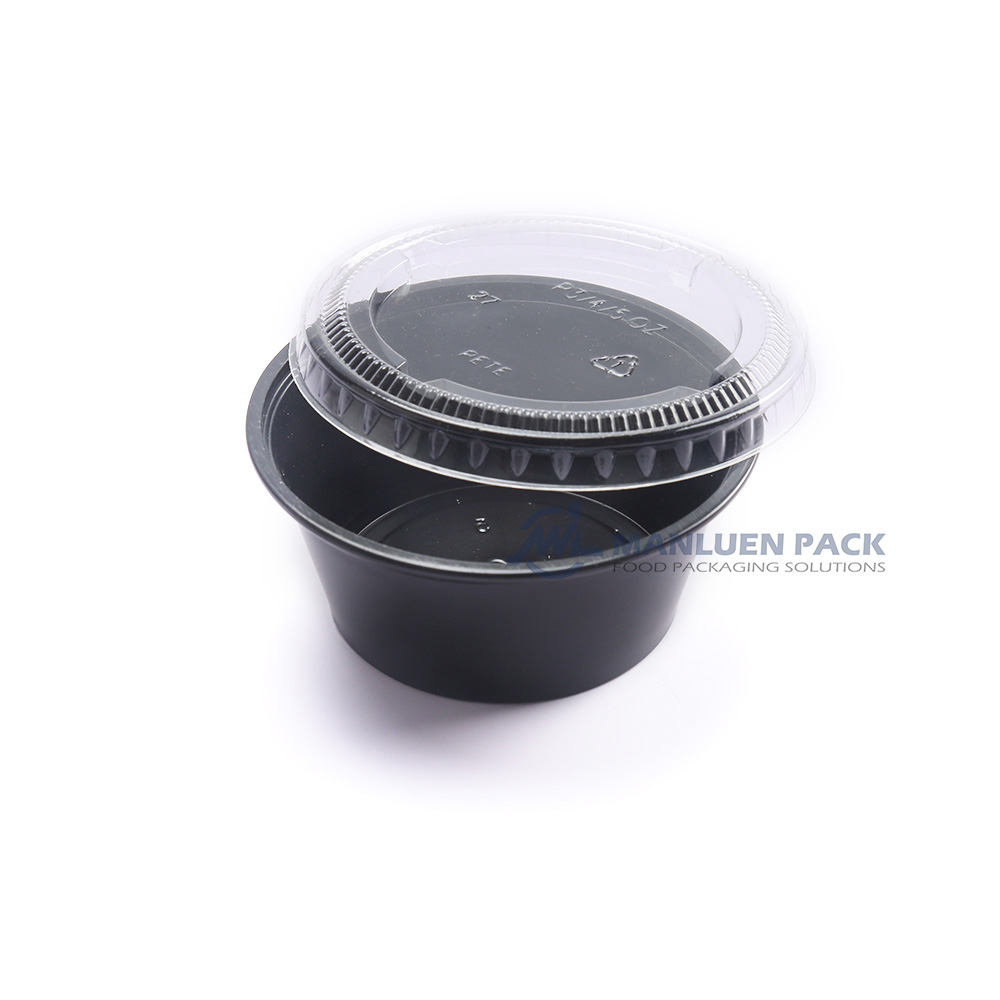 WL-3.25OZ Sauce Cup with Lid | Manluen Pack WL-3.25OZ disposable plastic sauce cup with lid for takeaway dips and dressings