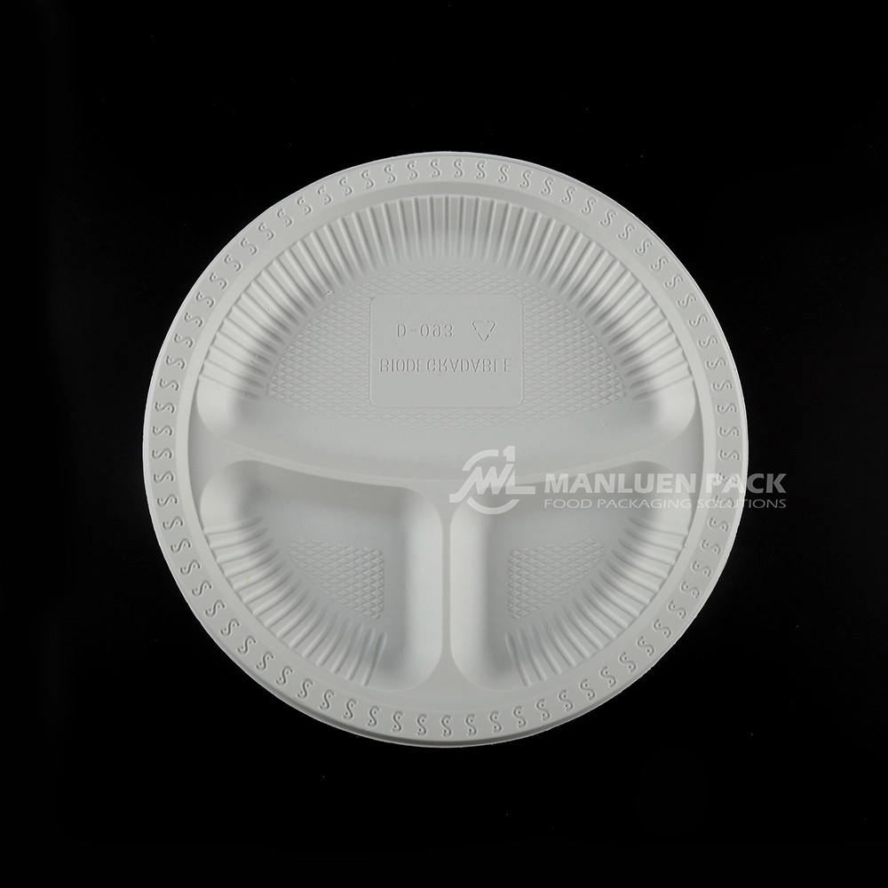 D 093 Manluen 3 Compartment 9 Inch Plastic Plates