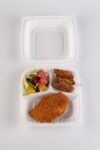 83 White Three Compartment Fried Chicken Meal Top View
