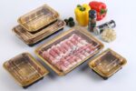 Gold Single Compartment Trays With Sliced Meat Display 01