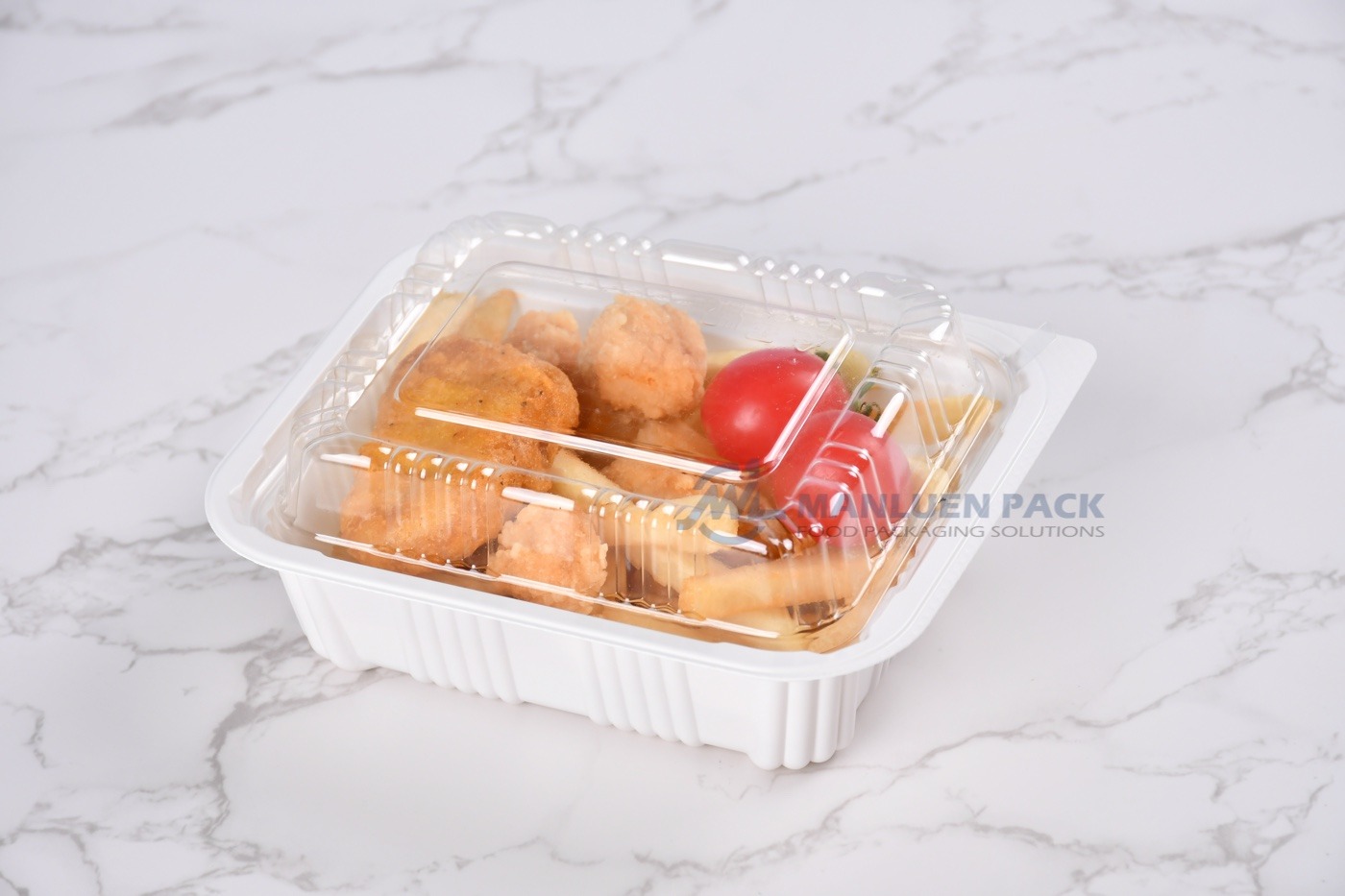Wl 8505 White Tray With Fried Food And Vegetables