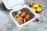 91 White Open Clamshell Box With Noodles And Chicken 01