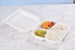 93 White Three Compartment Clamshell With Chicken And Rice