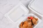96 White Clamshell Whole Chicken Meal Close Up