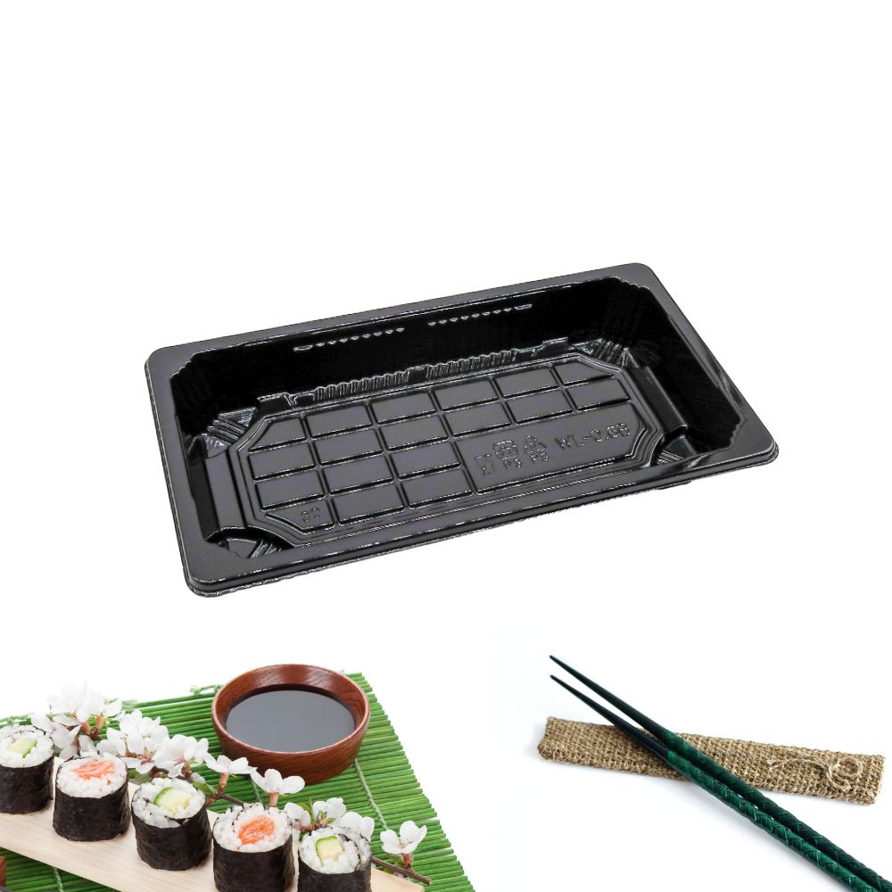 Wl 0.6 Manluen Small Black Sushi Tray