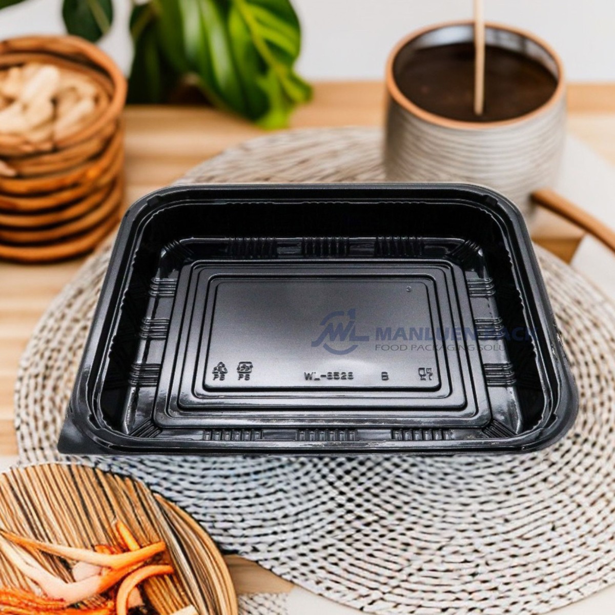 Wl 8528 Manluen Rectangle Black Lunch Box