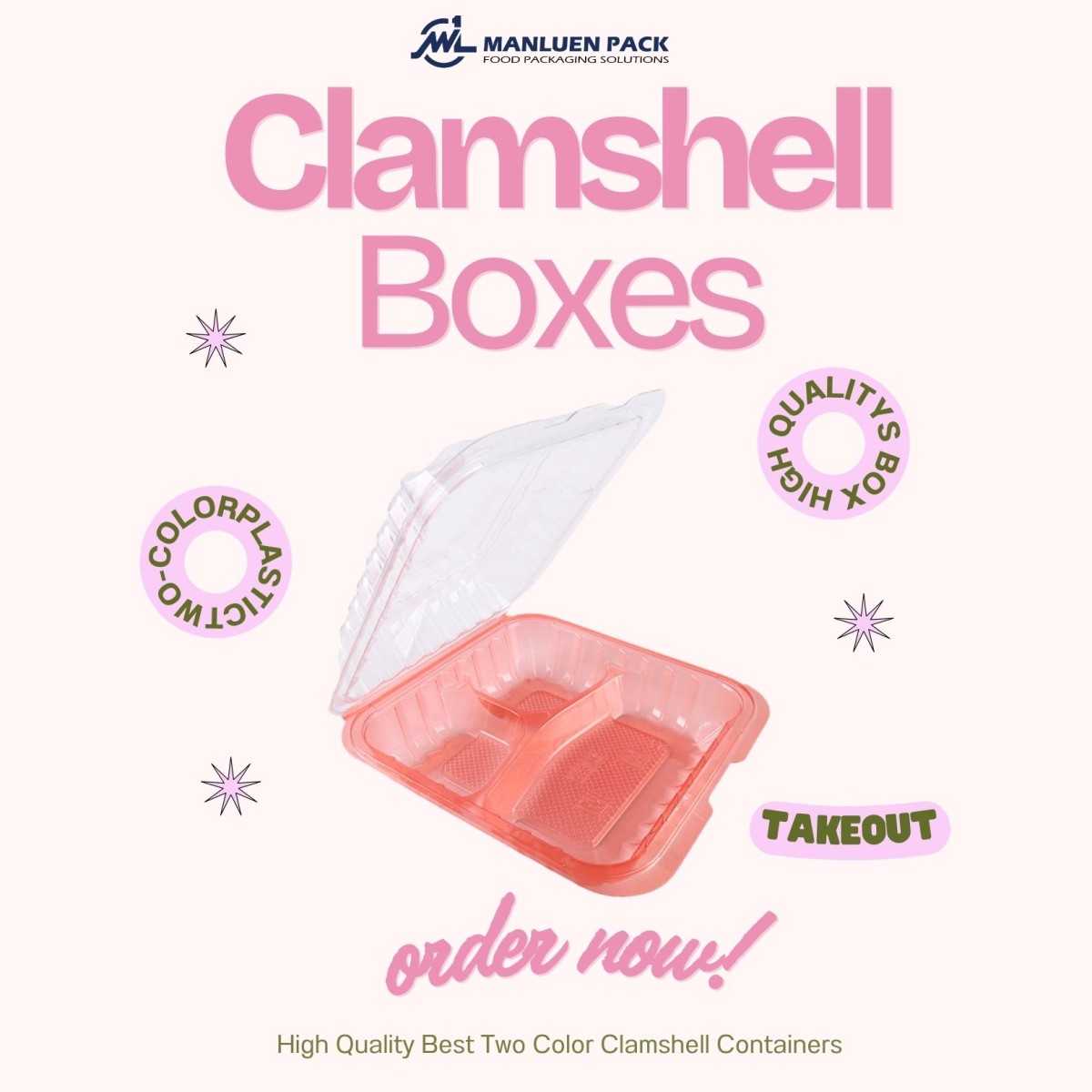 Wl P83 Manluen Clamshell Disposable Plastic Container
