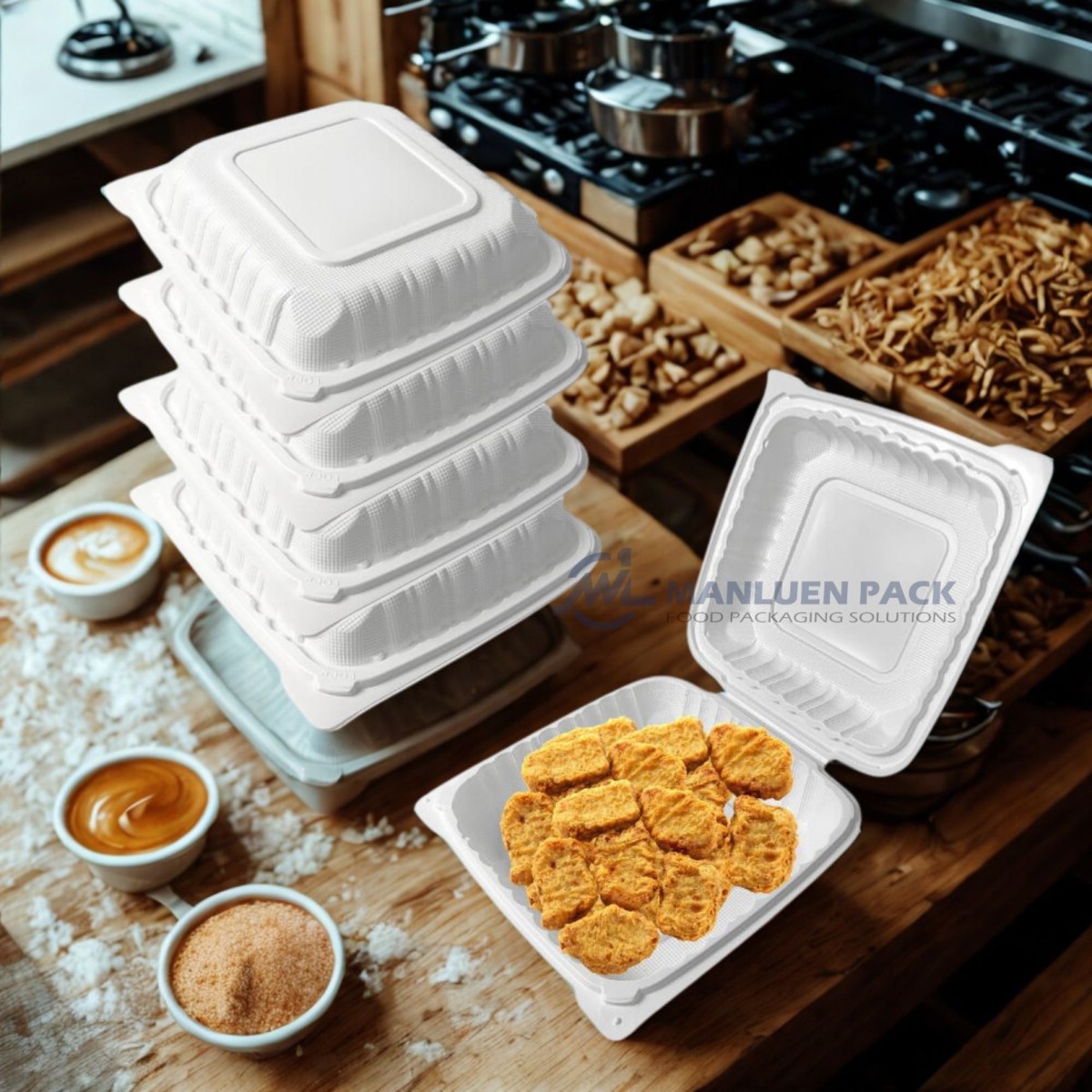 Wl P91 Manluen Clamshell Take Out Food Containers