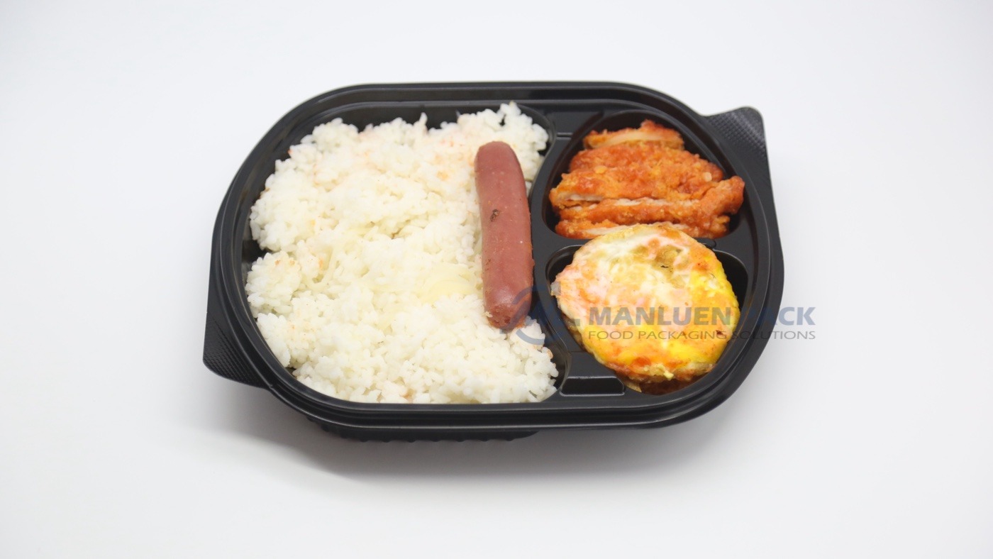 3c Open Three Compartment Rice Meal Tray Front