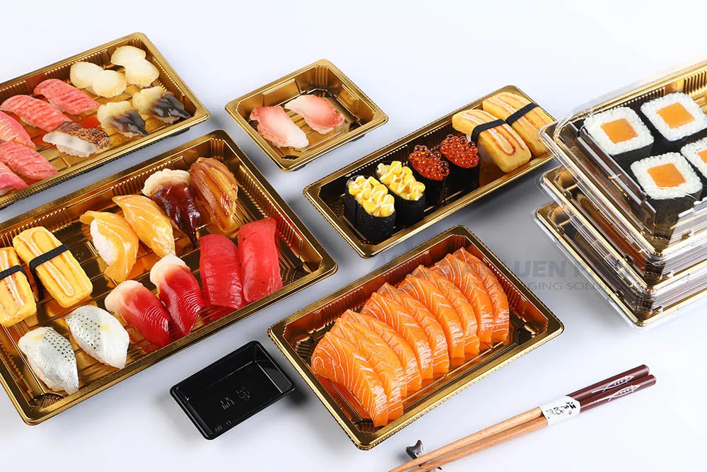 Sushi Tray Custom Formats and Sizes | Manluen Pack Different sushi tray formats and packaging sizes available for custom food packaging solutions