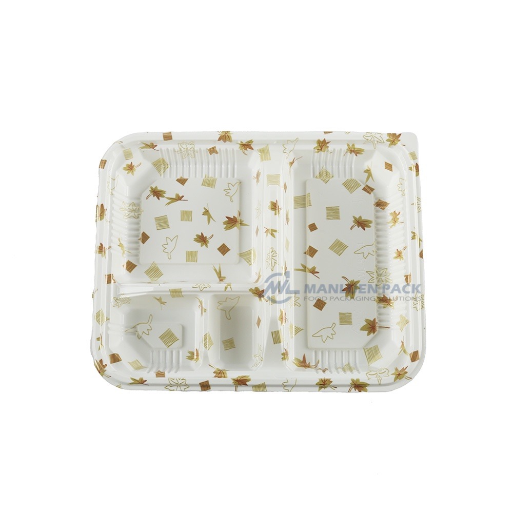 8304 White Maple Pattern Three Compartment Tray Top View