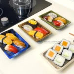 Assorted sushi trays demonstrating customizable size color and presentation options