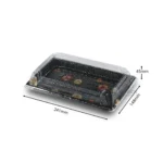 Black WL-09 sushi tray shown in a product dimension diagram