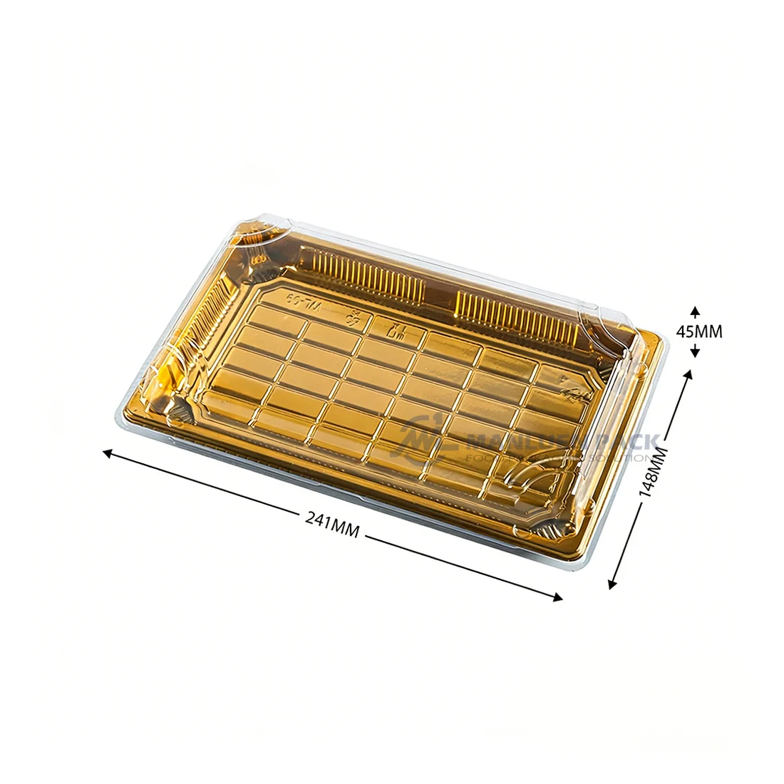 Gold WL-09 sushi tray shown in a product dimension diagram