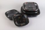 Black Square Party Tray With Clear Lid Sushi Packaging