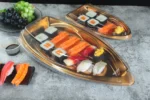 Manluen Pack boat shape sushi tray custom size group display showing customizable packaging formats