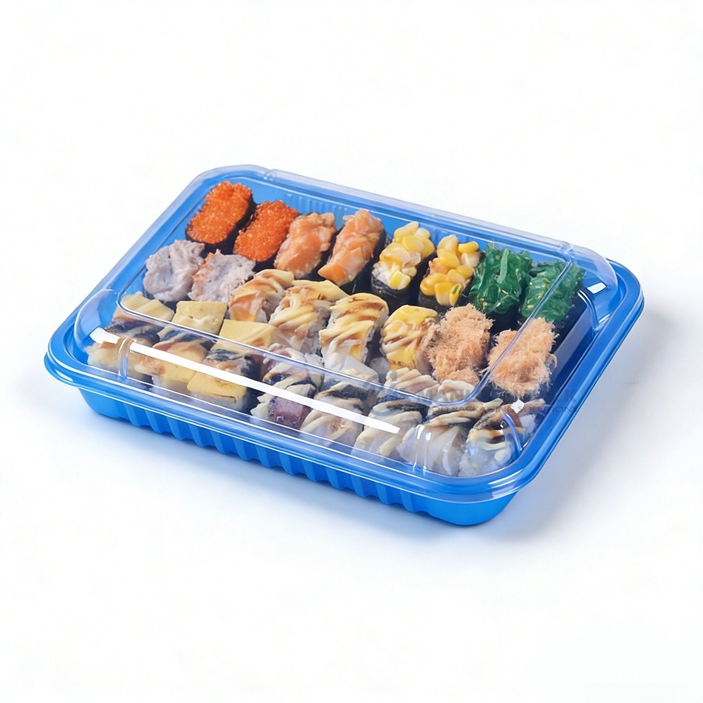 Cm 011 Blue Clamshell Container With Sushi