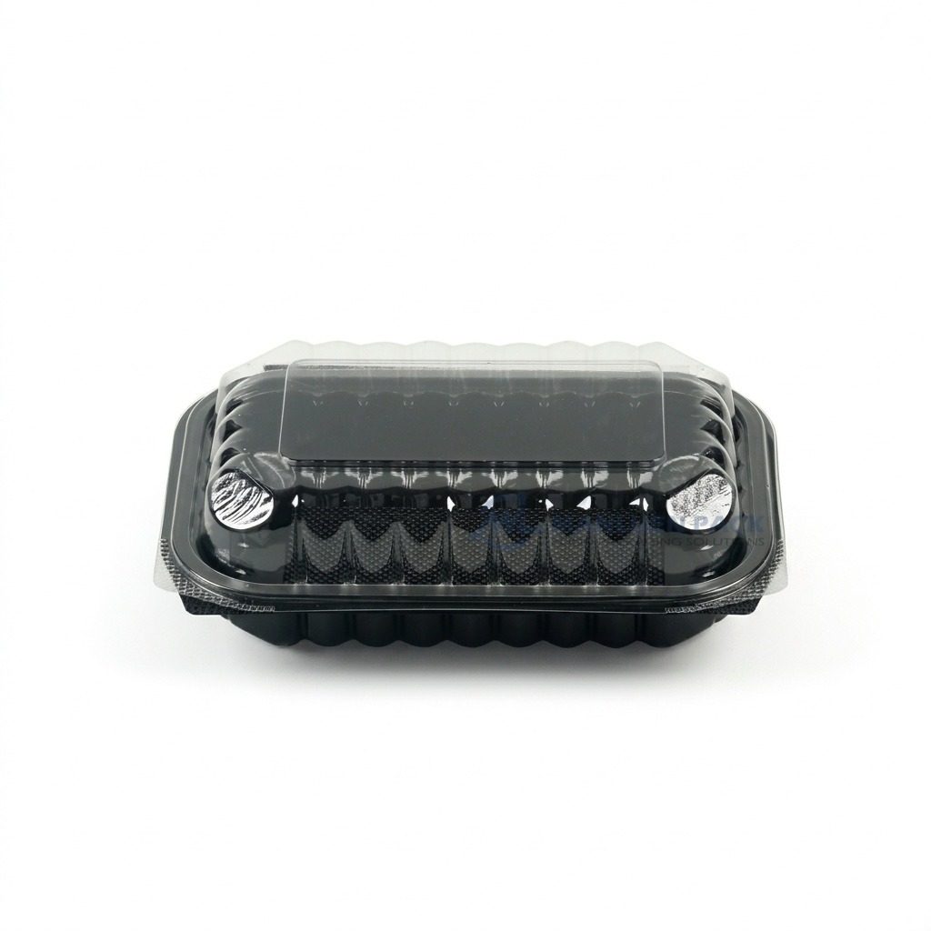 Cm 09 10 Black Clamshell Container Closed Front View