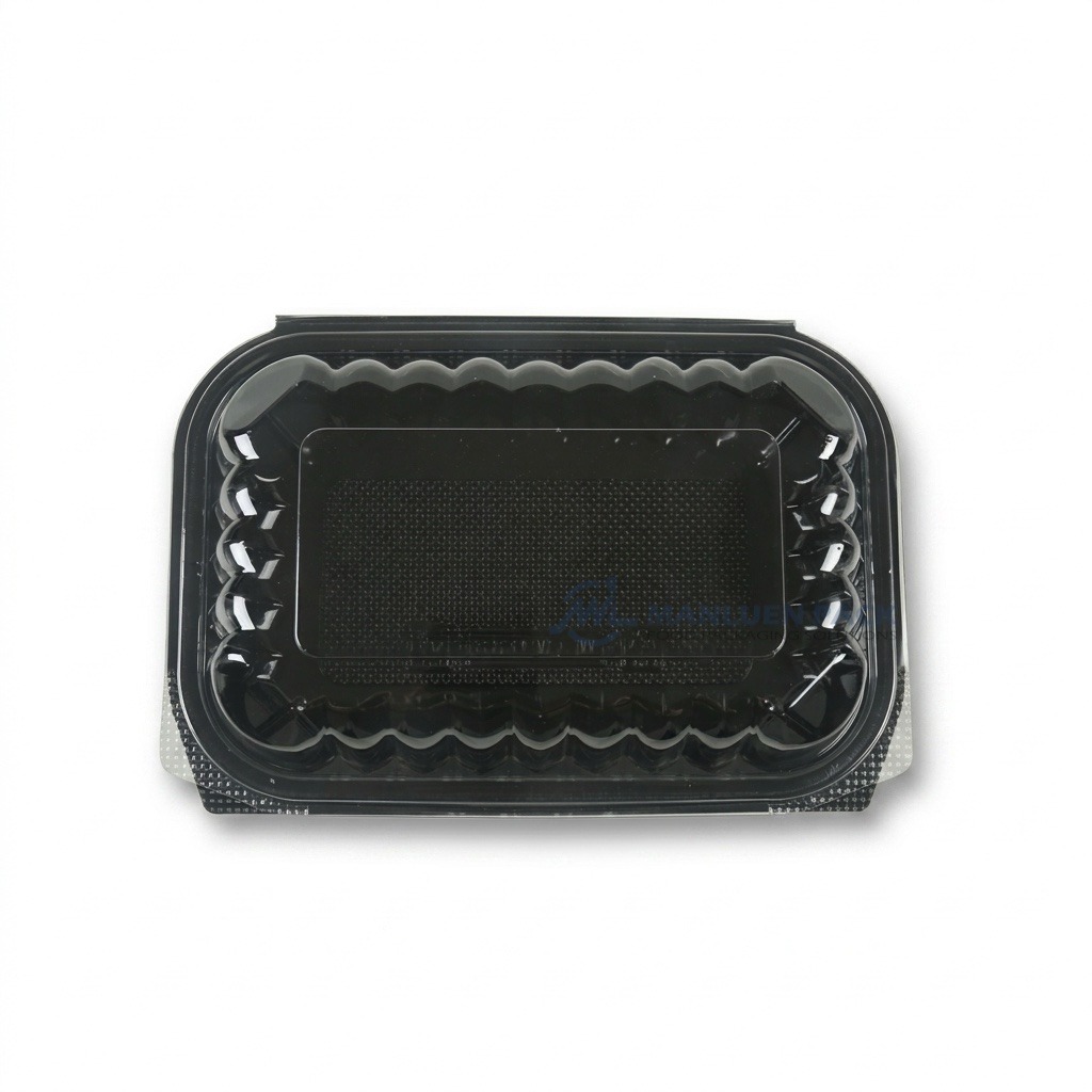 Cm 09 10 Black Clamshell Container Closed Top View