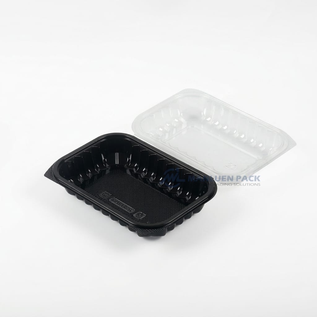 Cm 09 10 Black Clamshell Container Open Angle View