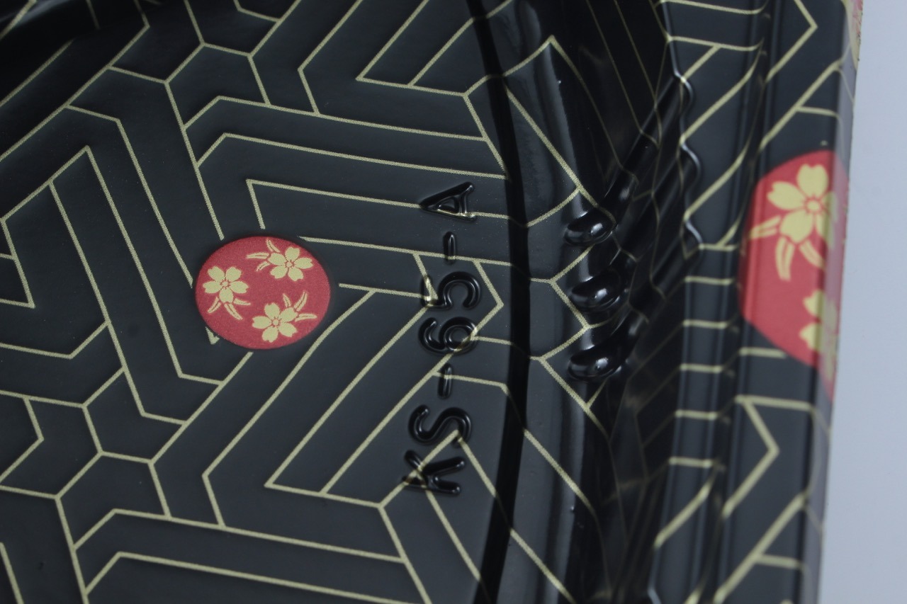 Ks65 Black Sakura Pattern Food Tray Detail