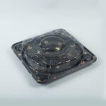 Ks65 Black Sakura Sushi Container With Clear Cover
