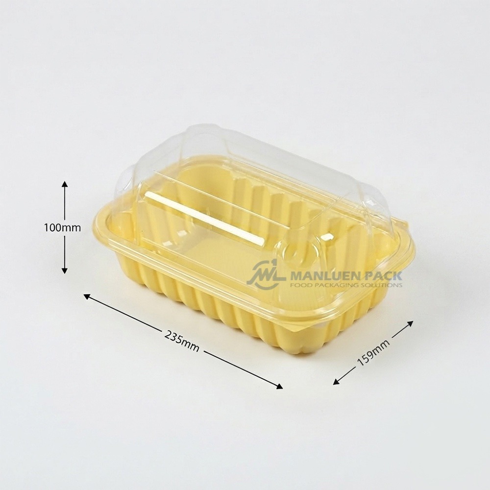 P962 Yellow Clamshell Container Dimensions