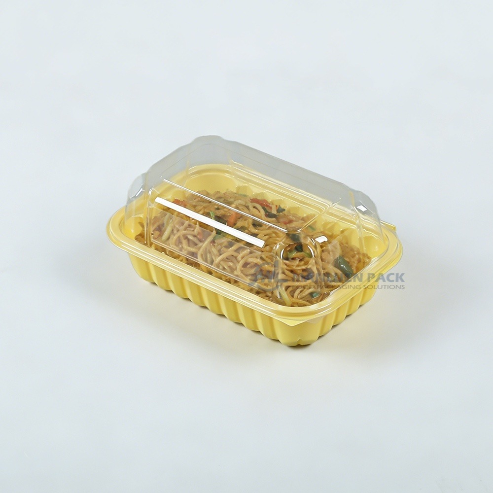 P962 Yellow Clamshell Container With Noodles