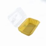 P962 Yellow Open Clamshell Container White Background