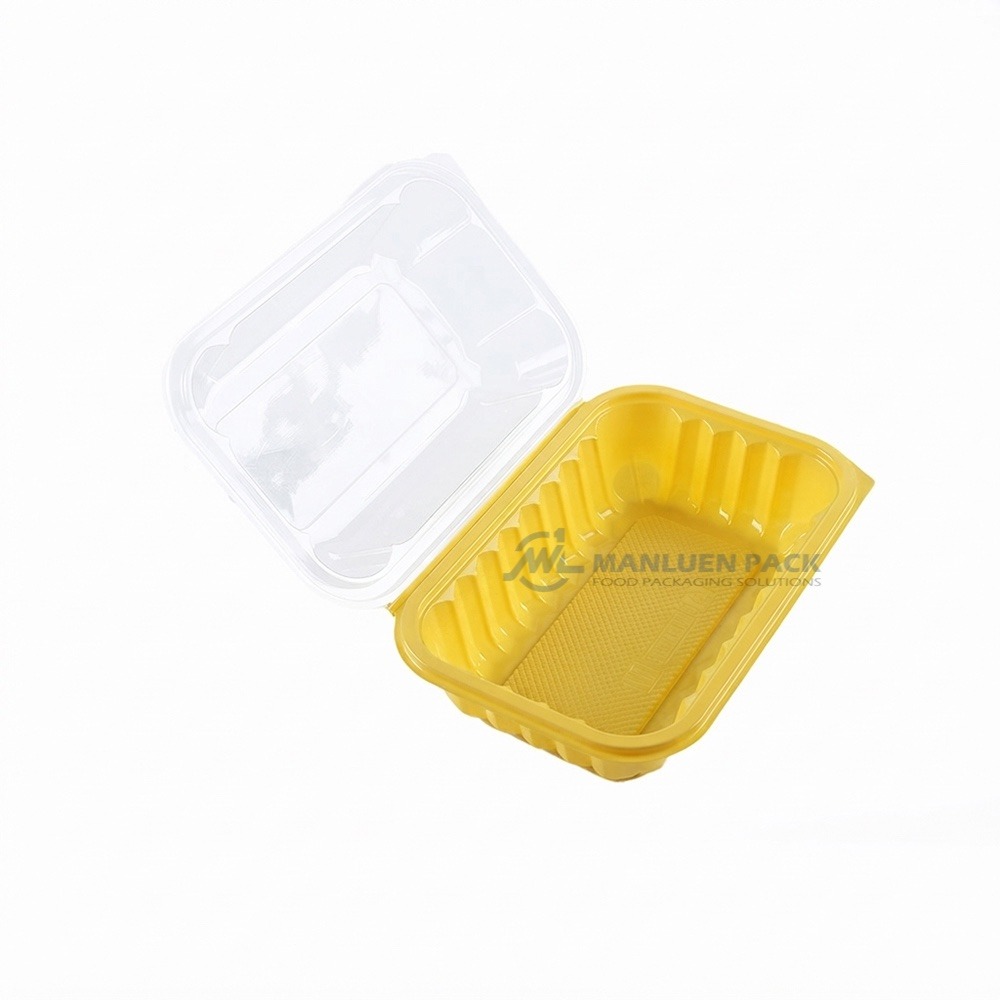 P962 Yellow Open Clamshell Container