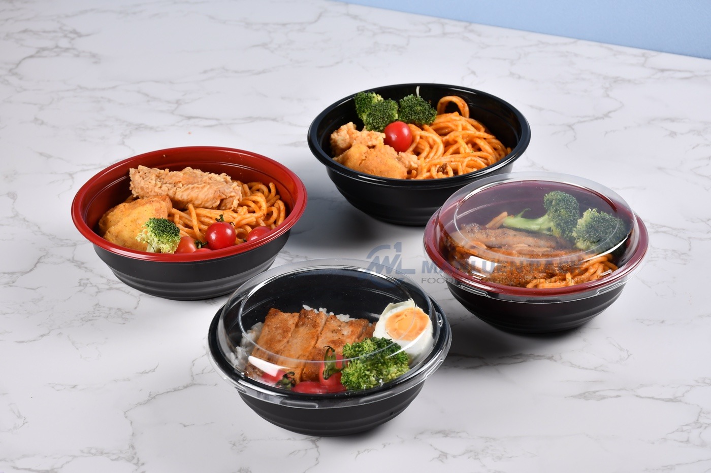 Wholesale Disposable Food Bowls in Multiple Sizes | Manluen Pack round disposable takeaway food bowl assortment in multiple sizes
