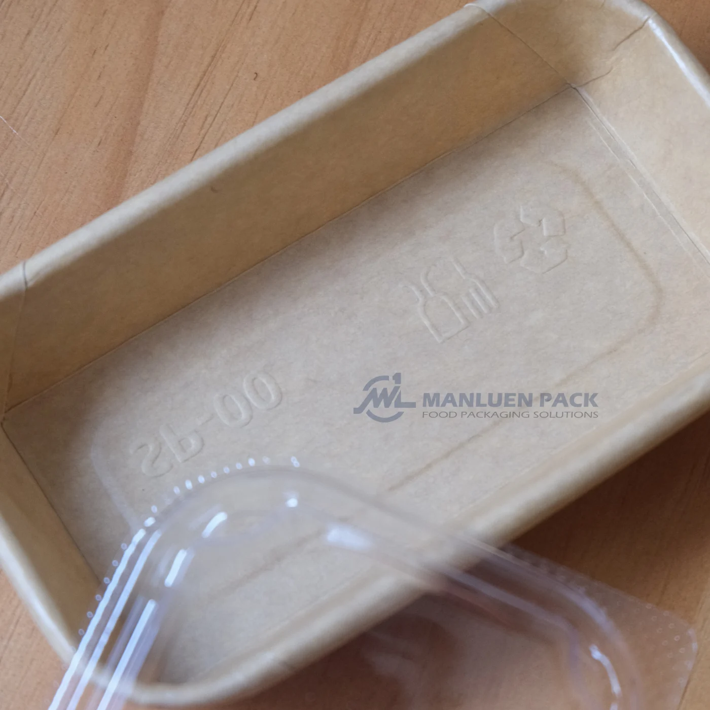 WL-1100 kraft paper sushi tray interior detail