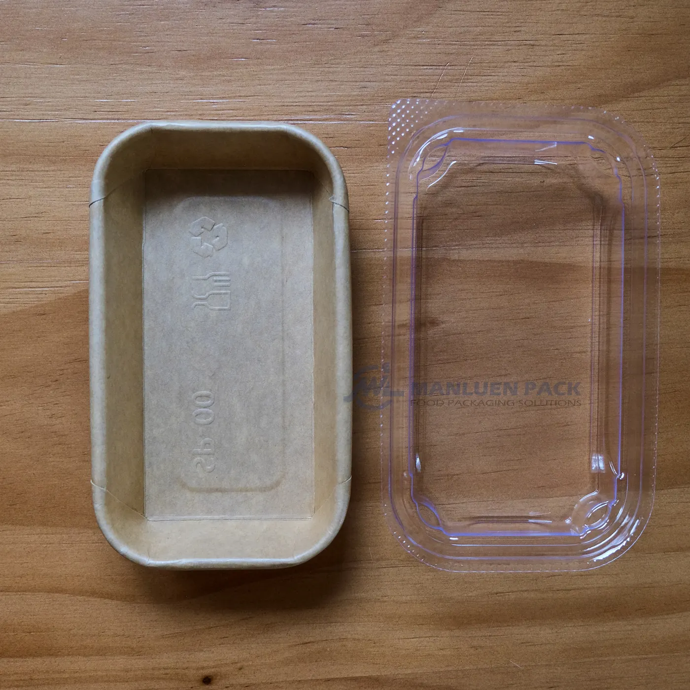 WL-1100 kraft paper tray and clear lid separated view