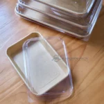 WL-1103 stacked clear lids with open kraft tray