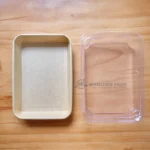 WL-1105 kraft paper sushi tray and clear lid open view