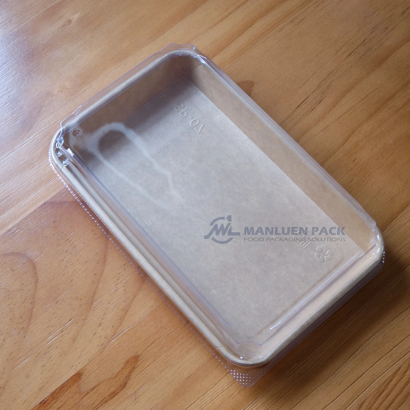 WL-1107 covered kraft paper sushi tray oblique view