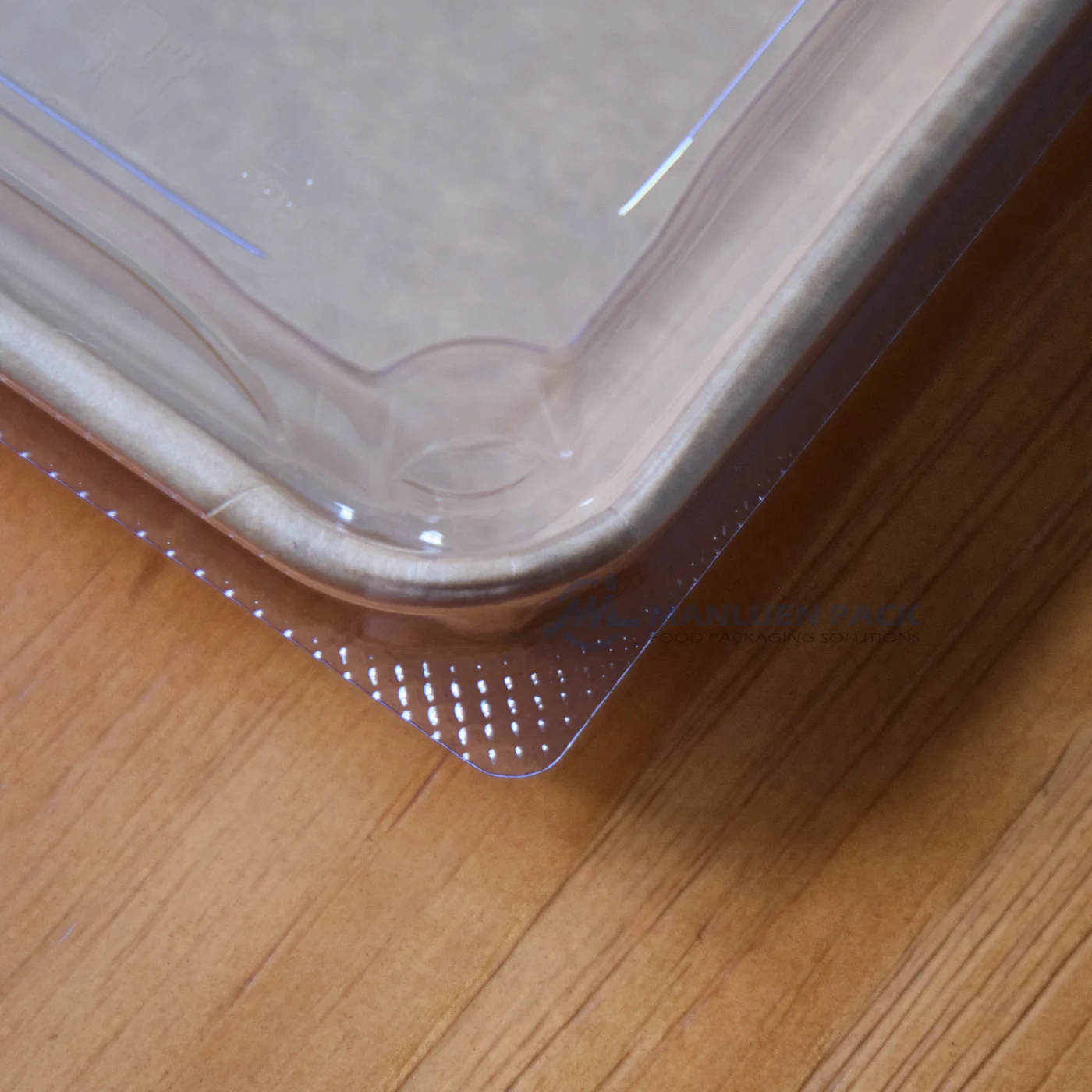 WL-1107 covered kraft paper sushi tray straight-on view