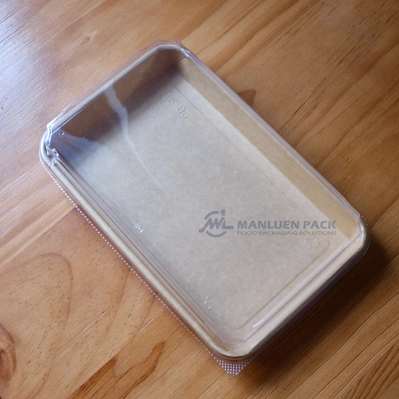 WL-1109 covered kraft paper sushi tray angled product view