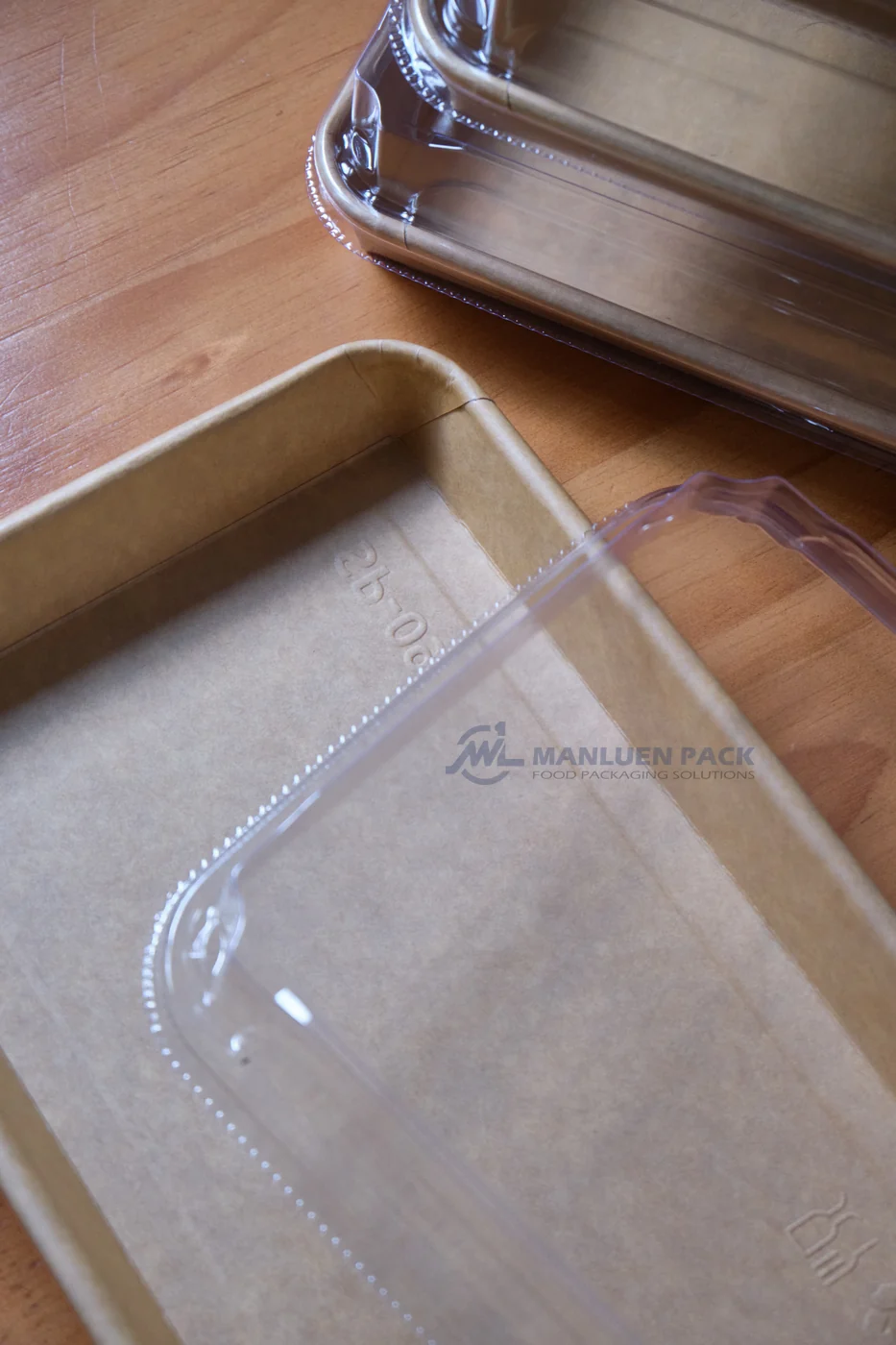 WL-1109 kraft tray base and lid corner detail