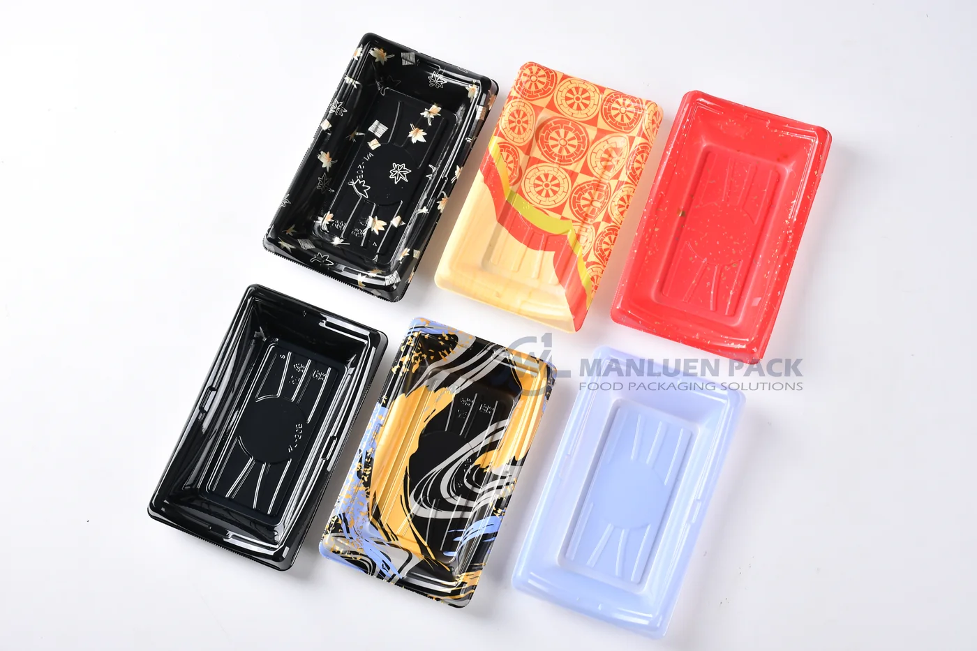 WL-20B sushi trays in several customizable decorative finishes