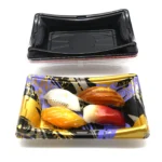 Decorative WL-20B sushi tray with assorted nigiri and matching lid