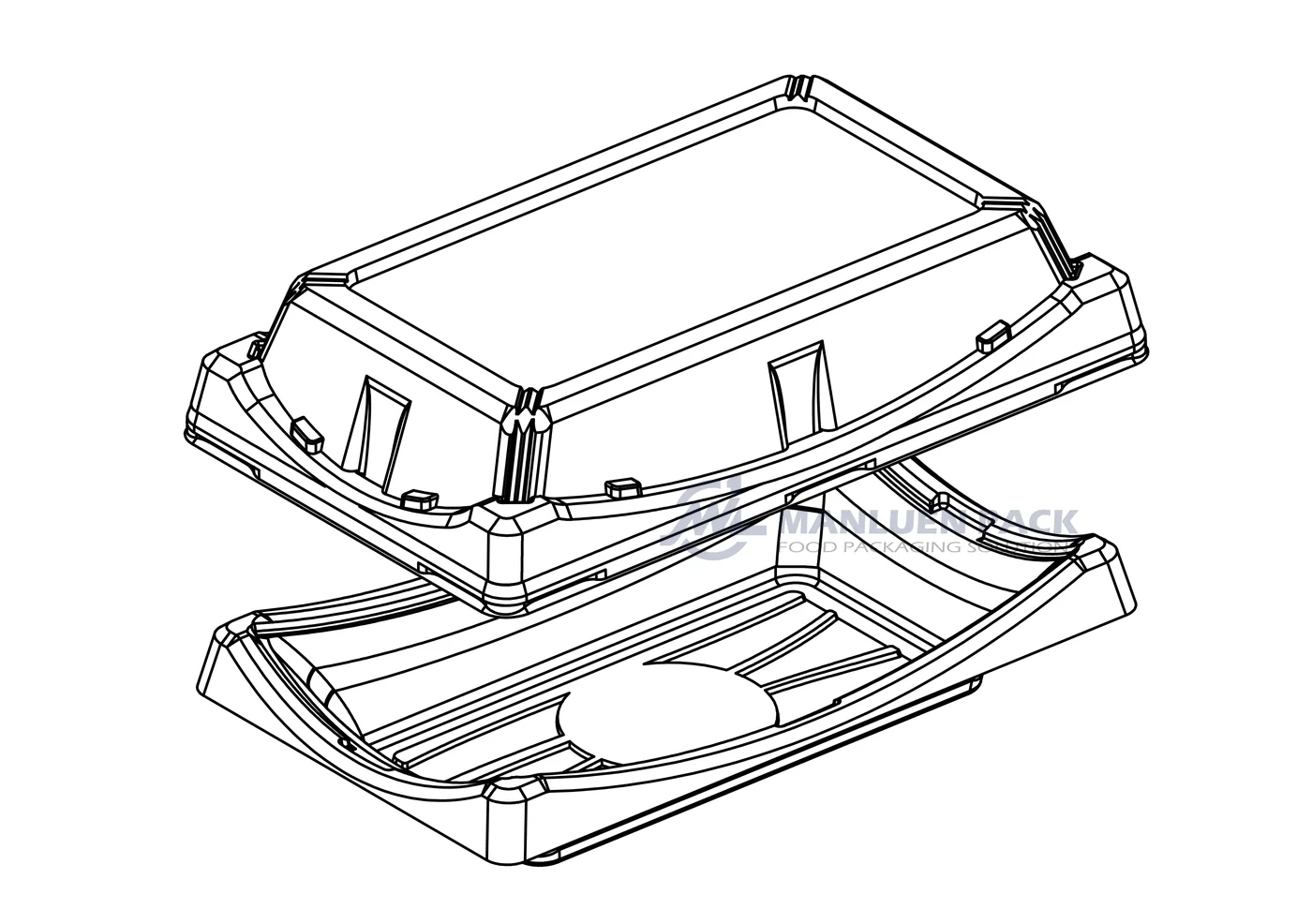 WL-20B sushi tray and lid shown in a technical structure drawing